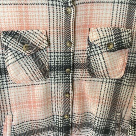 Steve Madden Plaid Fleece Button Front Jacket Sz L - Picture 4 of 7